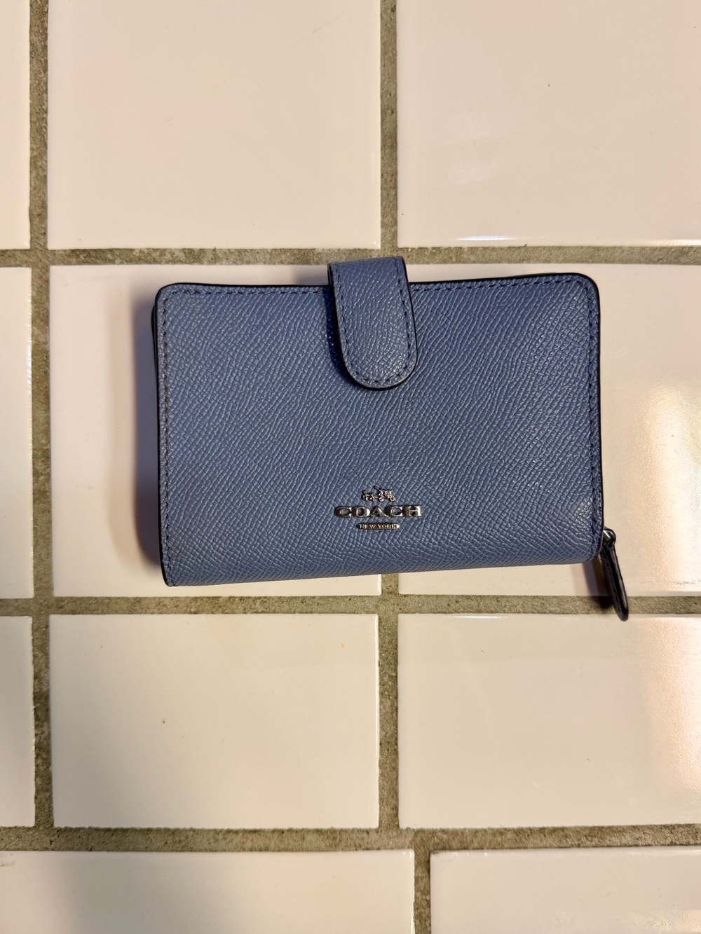 Coach Small Leather Wallet in Dusty Blue